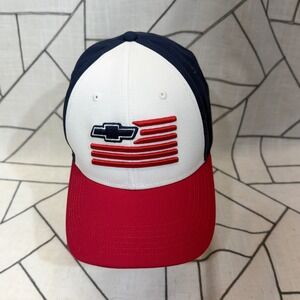Chevrolet Baseball Cap OSFM Red White Blue Embroidered Flag Adjustable Hat